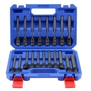 WORKPRO 19PCS 3/8" Drive Extra Long Torx Hex Bit Socket Set Long Allen Star Bits - Picture 1 of 8