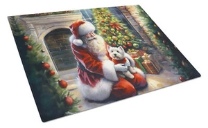 Westie and Santa Claus Glass Cutting Board Large DAC4168LCB - Picture 1 of 5