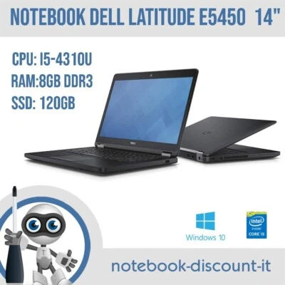 Notebook Dell Latitude E5450 CPU Intel i5-4310u  Ram 8gb HDD 120gb Win 10    14" - Imagen 1 de 4