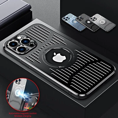 Shockproof Metal Case For iPhone 16 15 Pro Max 14 13 12 MagSafe Heat Dissipation - Image 1 of 4