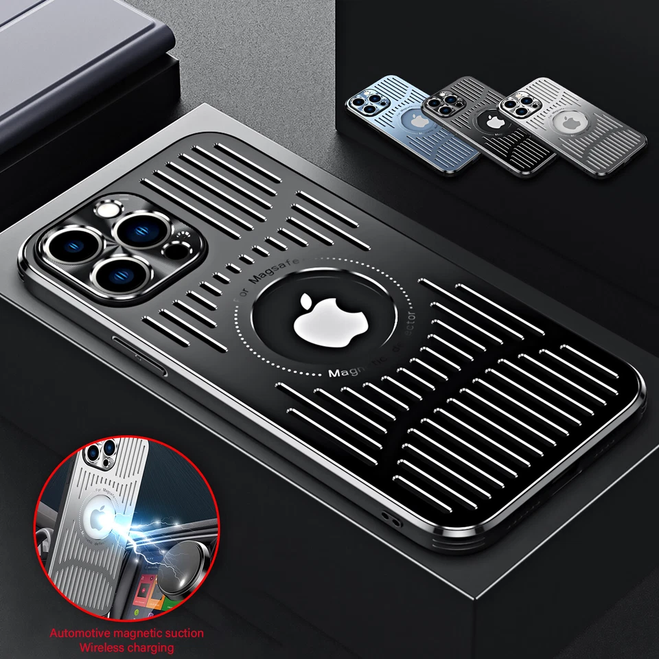 Shockproof Metal Case For iPhone 16 15 Pro Max 14 13 12 MagSafe Heat Dissipation - Image 1 of 4