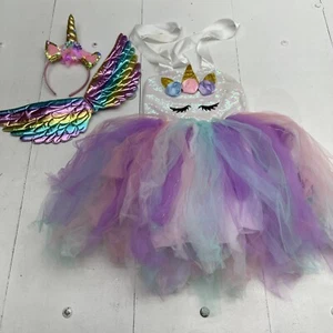 Youth Girls Rainbow Tulle Tutu Sequin Unicorn Costume Dress Size XL - Picture 1 of 7