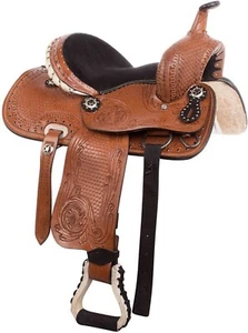 Western Leder Sattel Fass Rennpferd Sattel mit Set kostenloser Versand - Bild 1 von 6