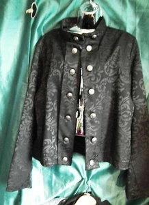 Unisex black brocadecropped Military Dark Star jacket.New.Sizel-/xl - Picture 1 of 4