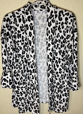 Cárdigan Kim Rogers Blanco Gris Negro Guepardo Elastizado Mangas Campana Largas Mediano Foto 1 de 4