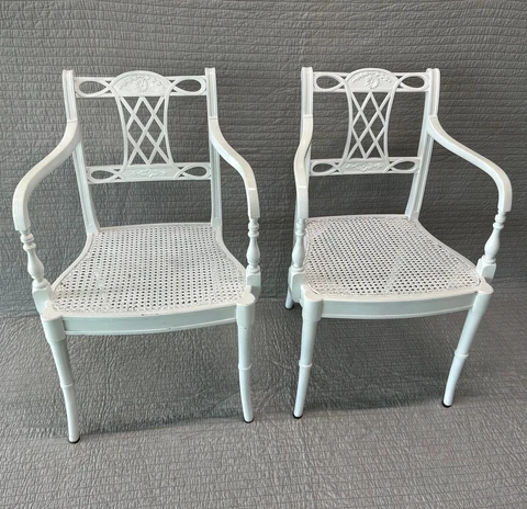 Pair MAITLAND SMITH Regency Mahogany Cane Seat Chairs Cover