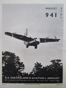 1965-1966 PUB LOUIS BREGUET 941 STOL MISSIONS SPECIALES AVION ORIGINAL AD - Picture 1 of 1