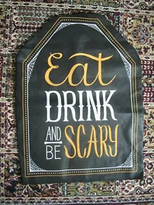 Halloween Eat, Drink & Be Scary Oversize Fabric Panel measures 26 x 19 - Picture 1 of 5