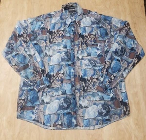Vtg Colore Italia 100% Silk Shirt Abstract Button Down Lightweight XL Longsleeve - Picture 1 of 10