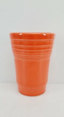 handleless LATTE vase MUG CUP TUMBLER poppy orange FIESTA WARE new NOP htf