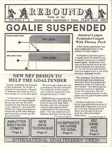 IGU International Goaltender's Union April Fools 1991 Rebound Magazin - Bild 1 von 1