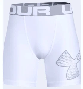 UNDER ARMOUR Heatgear Fitted White Grey Training Shorts Youth Boys XS S M L XL - Picture 1 of 10