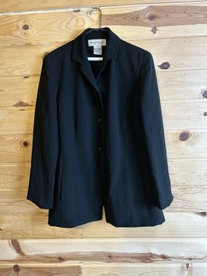 Blazer para mujer Rena Rowan negro 14W acetato poliéster hombreras hecho en EE. UU.  Foto 1 de 4