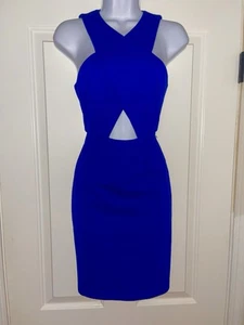 Torn by Ronny Kobo Angelica Blue Waffle Knit Criss Cross Cut Out Dress Sz XS - Picture 1 of 9