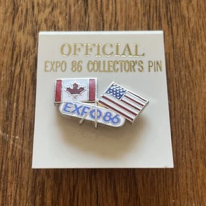 Vintage Expo 1986 Pinback Esposizione Fiera Mondiale Vancouver Canada Bandiere da Collezione - Foto 1 di 5