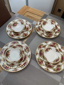Royal Albert Old Country Roses 16 piece Plate set 4 x Dinner Salad Tea Dessert - Picture 1 of 12