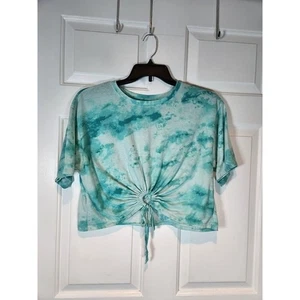 Juniors sz M Green Crop Top Tie Dyed T Shirt by Wild Fable - Picture 1 of 6