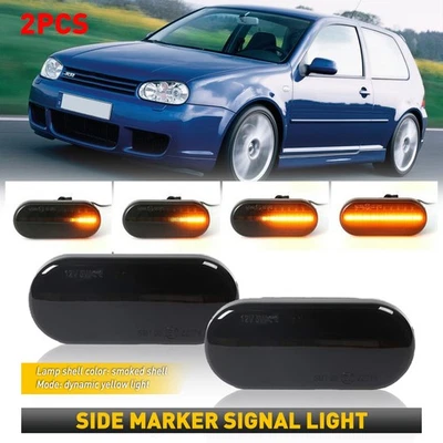 Smoke Amber Side Lens Sequential LED Marker for Light Golf VW MK4 GTI/R32 Beetle - Image 1 of 4