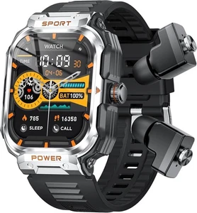 Reloj inteligente deportivo resistente militar 2 en 1 con auriculares para hombre (recepción/marcación de llamadas) - Imagen 1 de 17