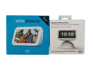 Amazon Echo Show 5 (3ª Generación 2023) Azul Nube + Base Batería Misión (Blanco) - Imagen 1 de 9