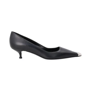 Alexander McQueen Womens Black Leather Slip On Court Shoes Kitten Heel Closed 36 - Picture 1 of 12