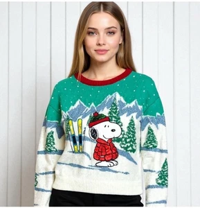 ⚡️Peanuts Snoopy Womens Fuzzy Sweater Embroidered Knit Ugly Christmas (Small) - Picture 1 of 1