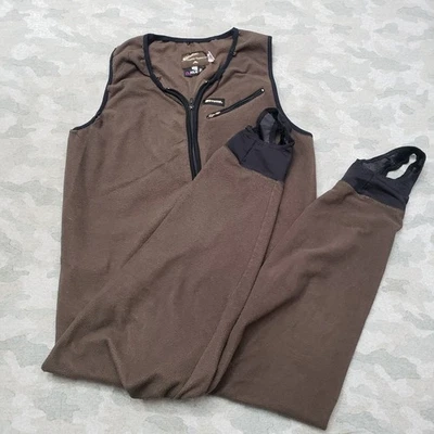 Bavaglini vintage Simms Polartec tuta uomo XL marrone staffa full zip - Immagine 1 di 4