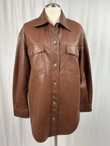 Wilfred Aritzia The Ganna Vegan Leather Jacket Cognac Small S - Bild 1 von 6