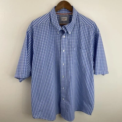 Dockers Shirt Mens 2XL XXL Blue & White Check Short Sleeve Button Down Casual - Image 1 of 4