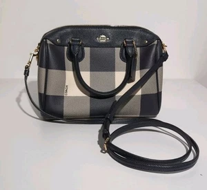 COACH Handbag Mini Bennett Satchel F26146 Leather Midnight Check Pattern  - Picture 1 of 9
