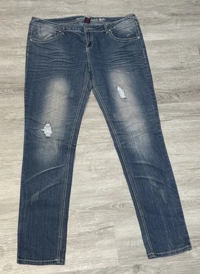 Jeans bootcut vintage Y2K cintura baixa desgastado lavagem escura jeans juniores 15 grunge - Imagem 1 de 4