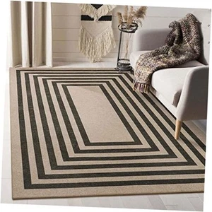 Moderner geometrischer einfacher Jute Esszimmer Teppich, 5x7 moderne Teppiche für Wohnzimmer - Bild 1 von 7