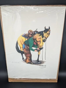 Buckskin House And Cowboy Western Limited Art Print 242/400 Signed Waddell 16x22 - Picture 1 of 13