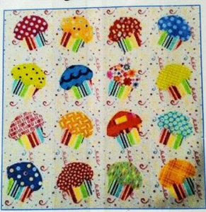 Cupcake Party Block Pillow Kit Cotton from Center Diamond - Picture 1 of 4