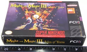 Authentic Might and Magic III Isles of Terra Super NIntendo SNES Game Box Only - Picture 1 of 9
