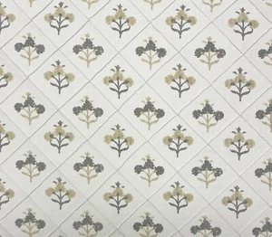 KRAVET RAJAFLOWER 11 GRAY PINTUCK DIAMOND EXCLUSIVE FABRIC BY YARD 53"W - Picture 1 of 6