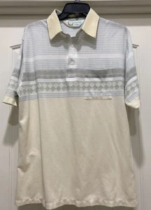 Palmland Club Polo Pale Blue Yellow  Pocket SZ L Short Sleeves - Picture 1 of 11