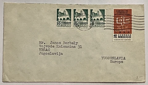 RARE 1963 MEXICO COVER SENT TO VRSAC YUGOSLAVIA Cover