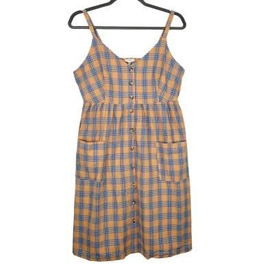 NUEVO Vestido Gilli Midi Calado Para Mujer Talla 3X Sin Mangas Naranja Azul A Cuadros Foto 1 de 4