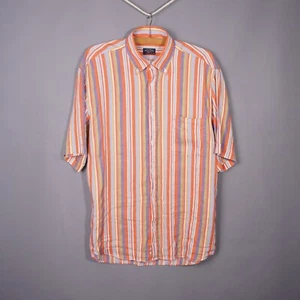 Paul & Shark - Medium - Linen Blend Button Down Short Sleeve Shirt Striped Jazzy - Picture 1 of 23
