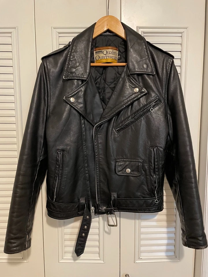 Montgomery Ward Chaqueta Moto Cuero Vintage Talla 36 Calidad Ropa Exterior Foto 1 de 4