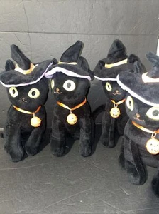 Schwarze Katze Plüsch Halloween 4er Set weiche Katze 8 Zoll groß - Bild 1 von 4