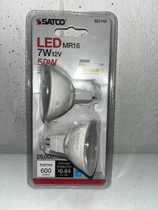 2 Pack Satco S21742 LED Energy-Saver MR16 Flood Bulb 50W GU5.3 Base 600 Lumens - Picture 1 of 6