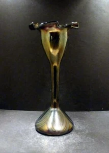 Studio Art Glass Tulip Shape Pulled Feather 11 1/2" Vase - MINT - Unknown Maker - Picture 1 of 8