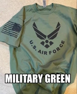 US Air Force USAF veteran Military T-shirt with or without flag on sleeve - Picture 1 of 12
