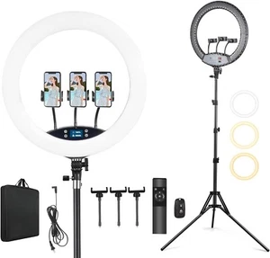 JCOTTON 19" Ring Light Tripod Stand Phone Holder Selfie Dimmable Led BLACK House - Picture 1 of 7