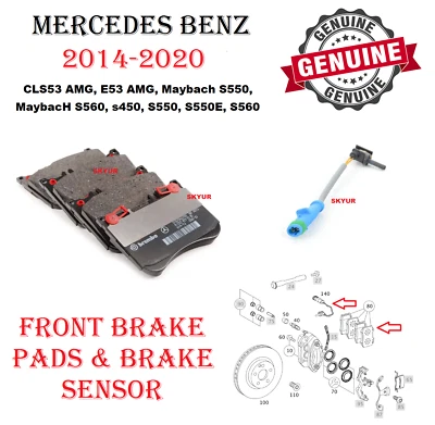 Mercedes Front Brake Pads With Sensor For S450 S550 S550e S560 CLS53 AMG Genuine - Image 1 of 4