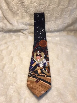 Vintage Looney Tunes 1995 Mania Collection Men's Necktie Tasmanian Basketball Foto 1 de 4