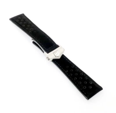 GEO-STRAPS Correa de reloj de terciopelo de rally modelo Heuer-FS-S negra 20/18 mm, comp. TAG Heuer
