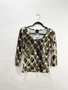 Just Cavalli Abstract 3/4 Sleeve Shirt Womens Top Size S - Picture 1 of 4